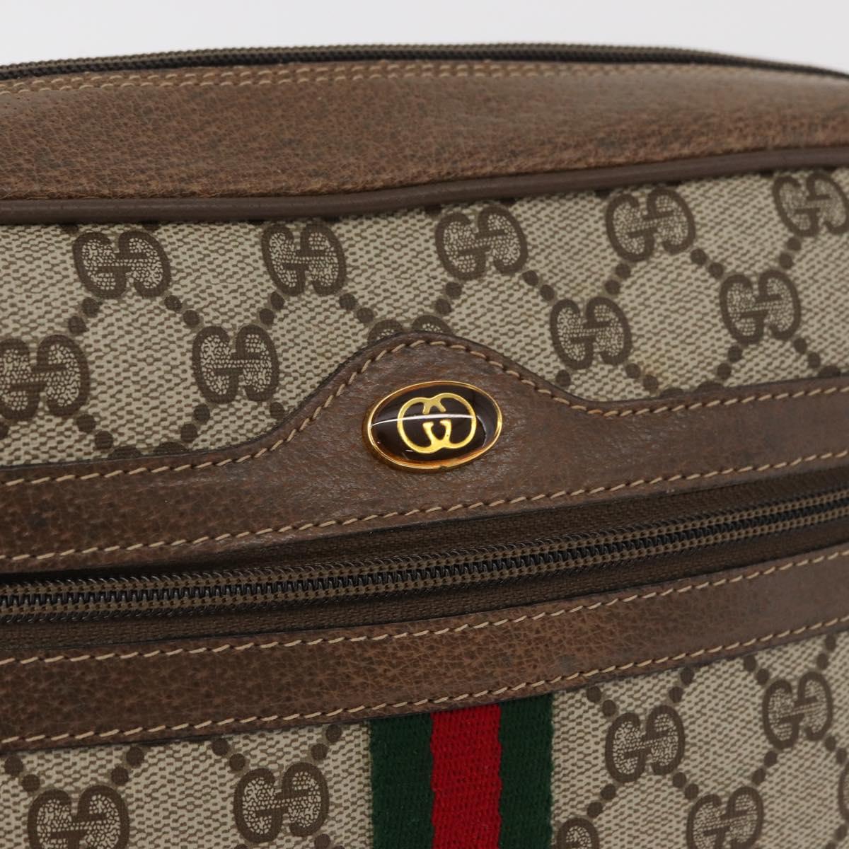 GUCCI GG Supreme Web Sherry Line Bag PVC Beige Gold 24 02 005 Auth BA12706