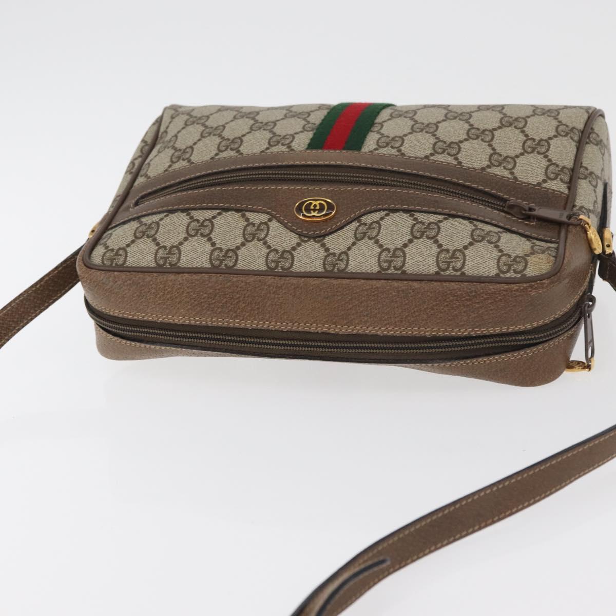 GUCCI GG Supreme Web Sherry Line Bag PVC Beige Gold 24 02 005 Auth BA12706