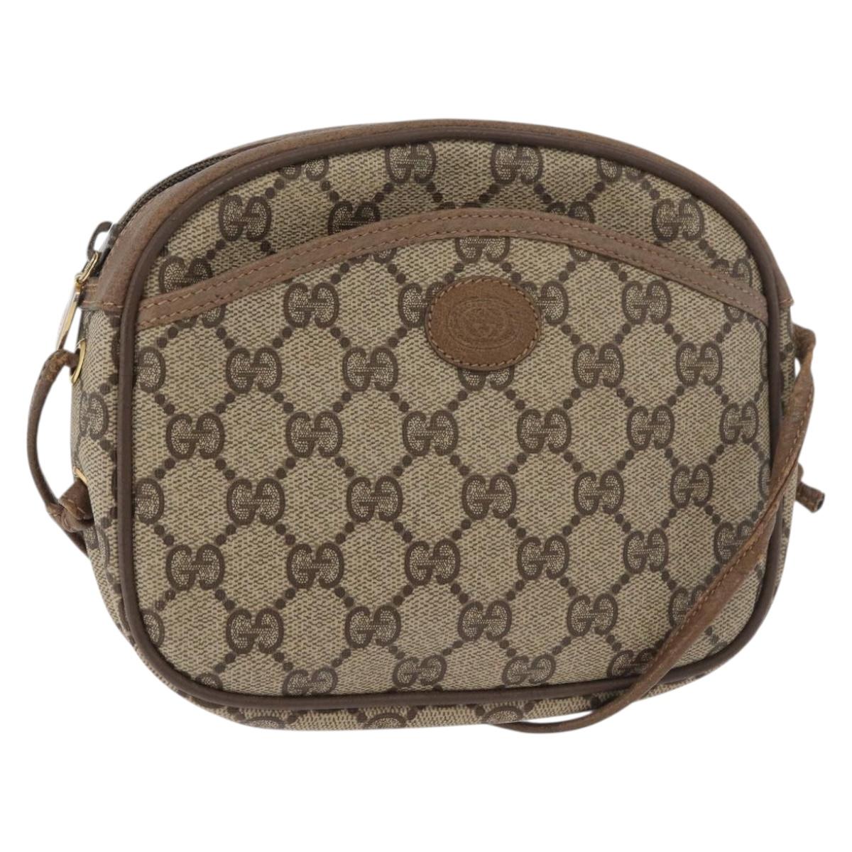 GUCCI GG Supreme Shoulder Bag PVC Beige Gold 116 02 606 Auth BA12707