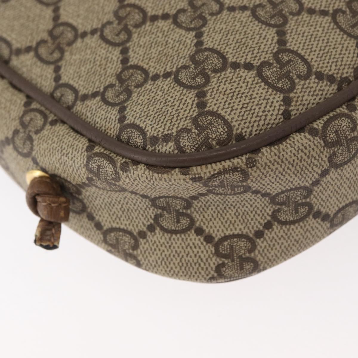GUCCI GG Supreme Shoulder Bag PVC Beige Gold 116 02 606 Auth BA12707