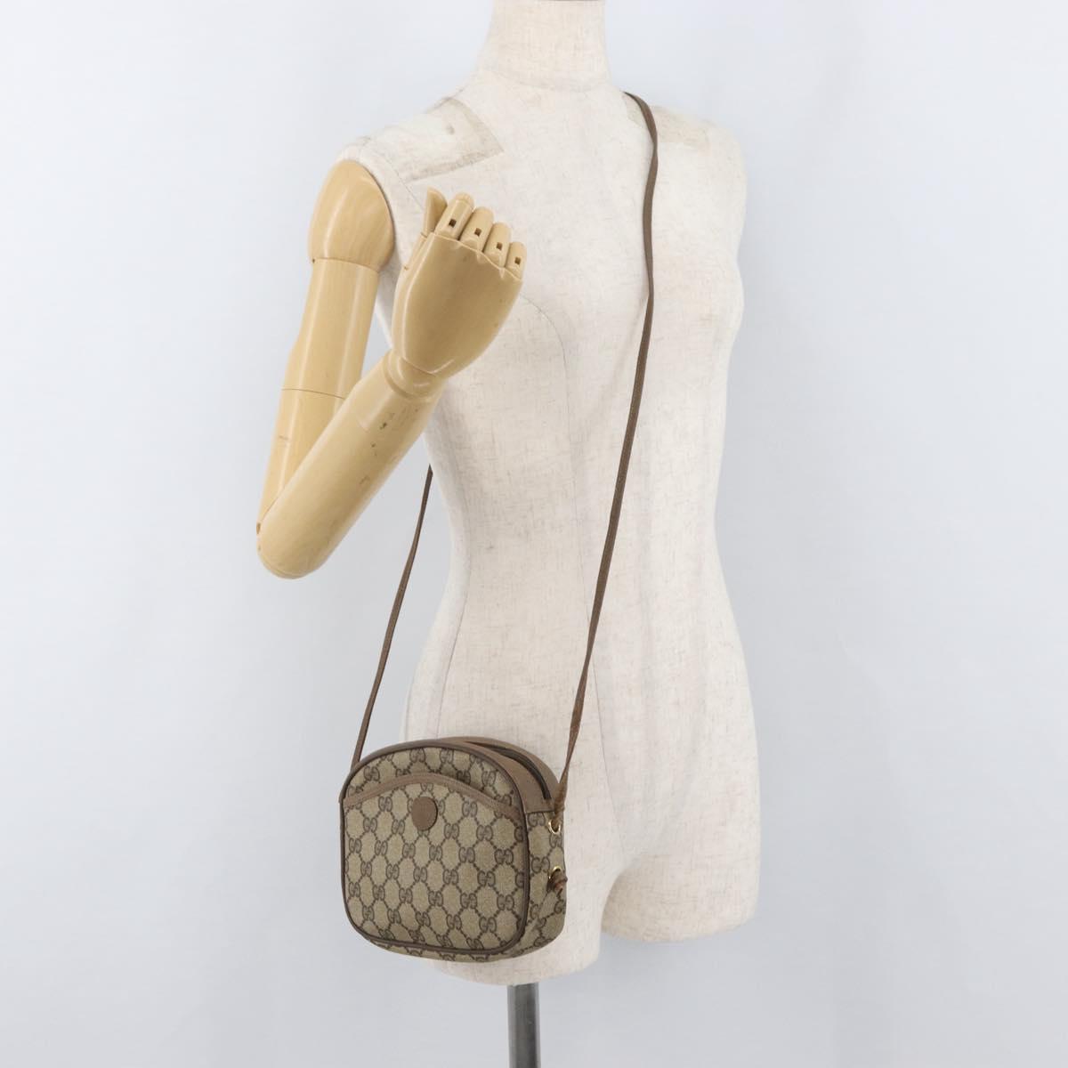 GUCCI GG Supreme Shoulder Bag PVC Beige Gold 116 02 606 Auth BA12707