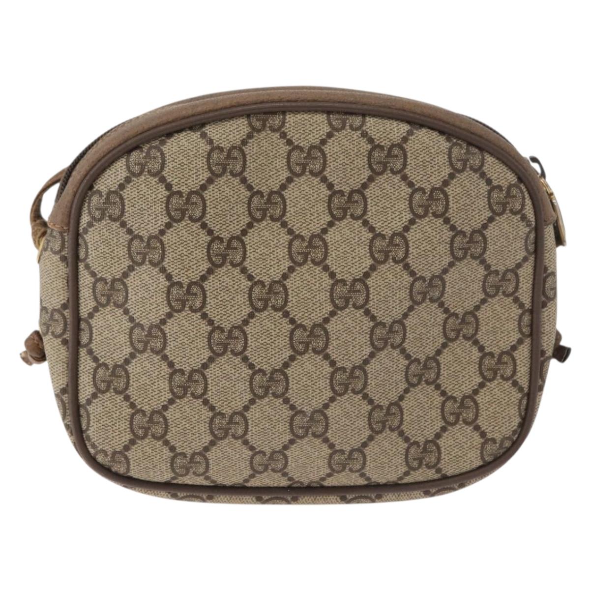 GUCCI GG Supreme Shoulder Bag PVC Beige Gold 116 02 606 Auth BA12707