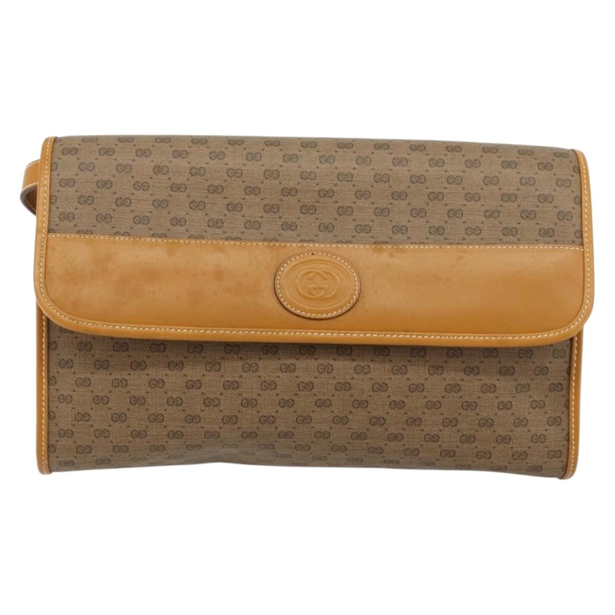 GUCCI Micro GG Supreme Shoulder Bag PVC Beige Gold 004 58 0264 Auth BA12708