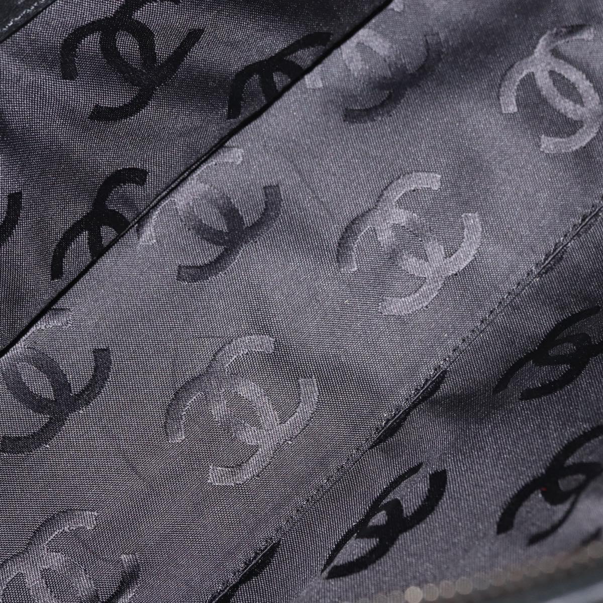 CHANEL Choco Bar Chain Tote Bag Knitted Fabrics Gray CC Auth BA12712