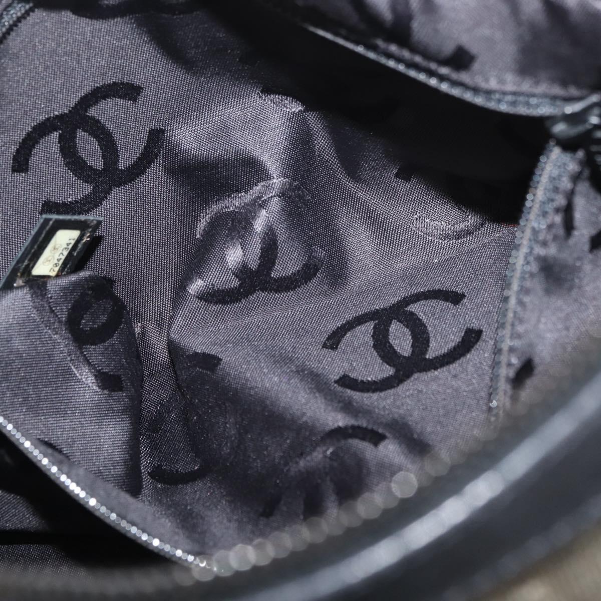 CHANEL Choco Bar Chain Tote Bag Knitted Fabrics Gray CC Auth BA12712