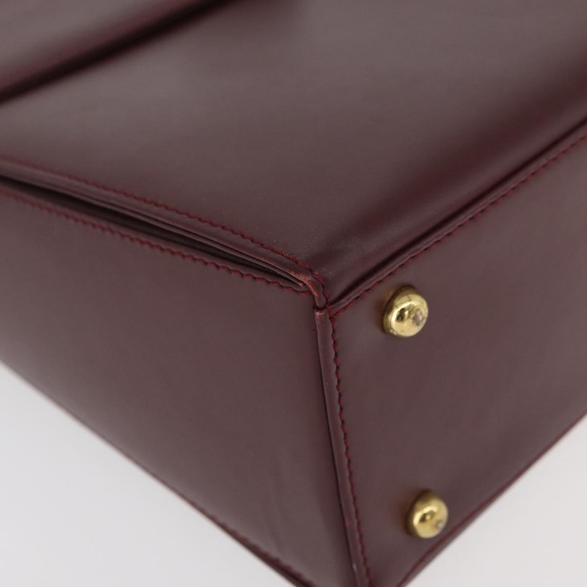 CARTIER Must Line Hand Bag Leather Bordeaux Gold Auth BA12715