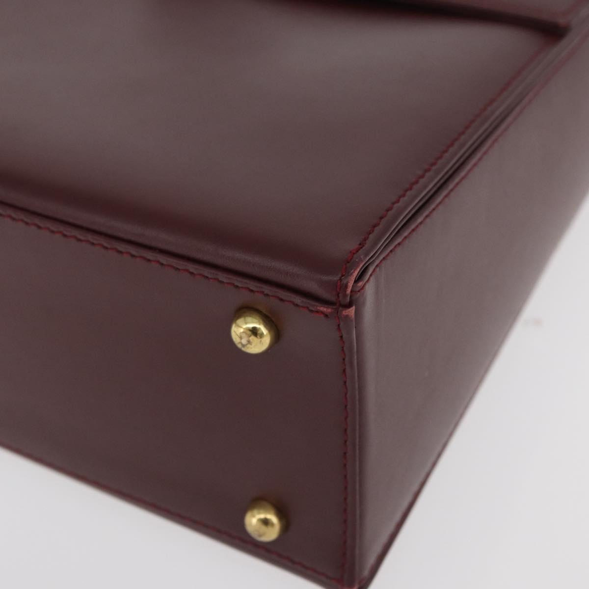 CARTIER Must Line Hand Bag Leather Bordeaux Gold Auth BA12715