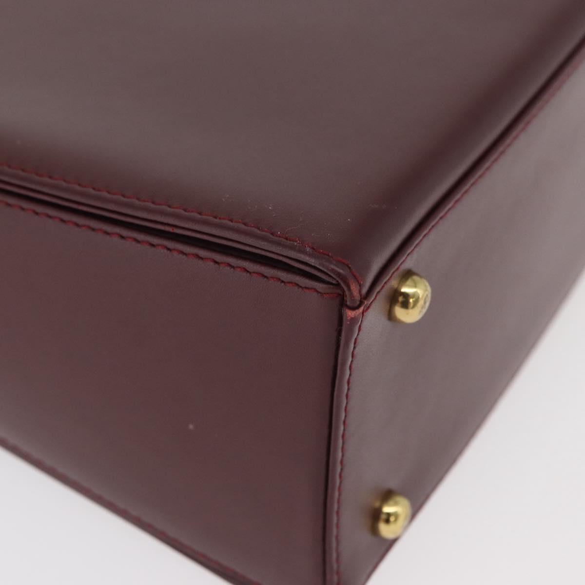 CARTIER Must Line Hand Bag Leather Bordeaux Gold Auth BA12715
