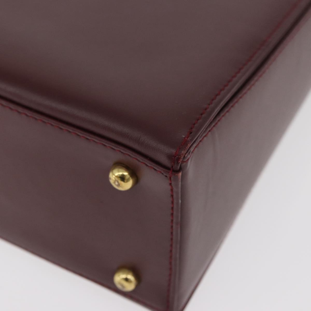 CARTIER Must Line Hand Bag Leather Bordeaux Gold Auth BA12715