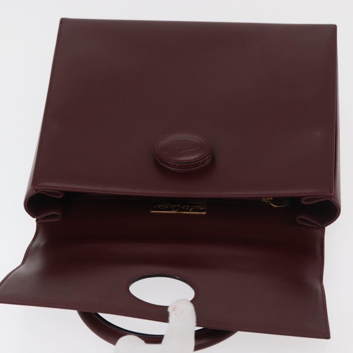 CARTIER Must Line Hand Bag Leather Bordeaux Gold Auth BA12715