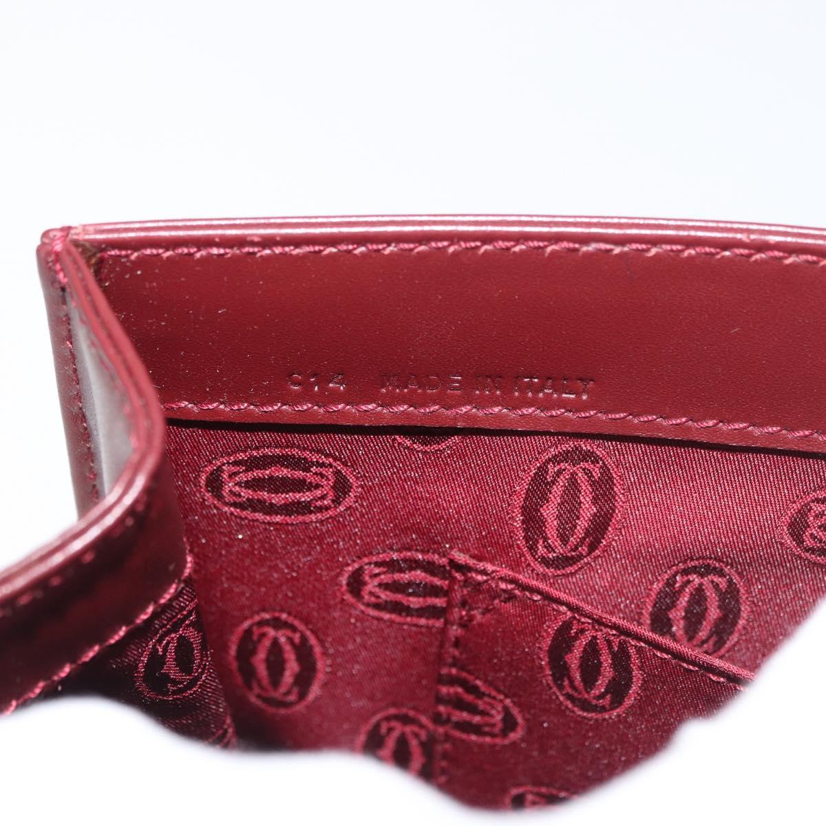 CARTIER Must Line Hand Bag Leather Bordeaux Gold Auth BA12715