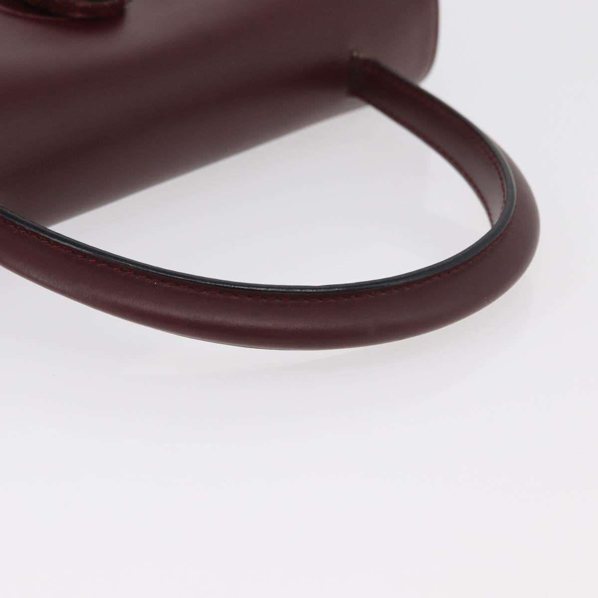 CARTIER Must Line Hand Bag Leather Bordeaux Gold Auth BA12715
