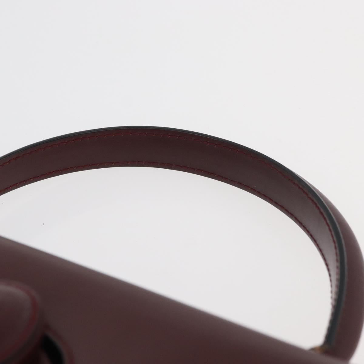 CARTIER Must Line Hand Bag Leather Bordeaux Gold Auth BA12715