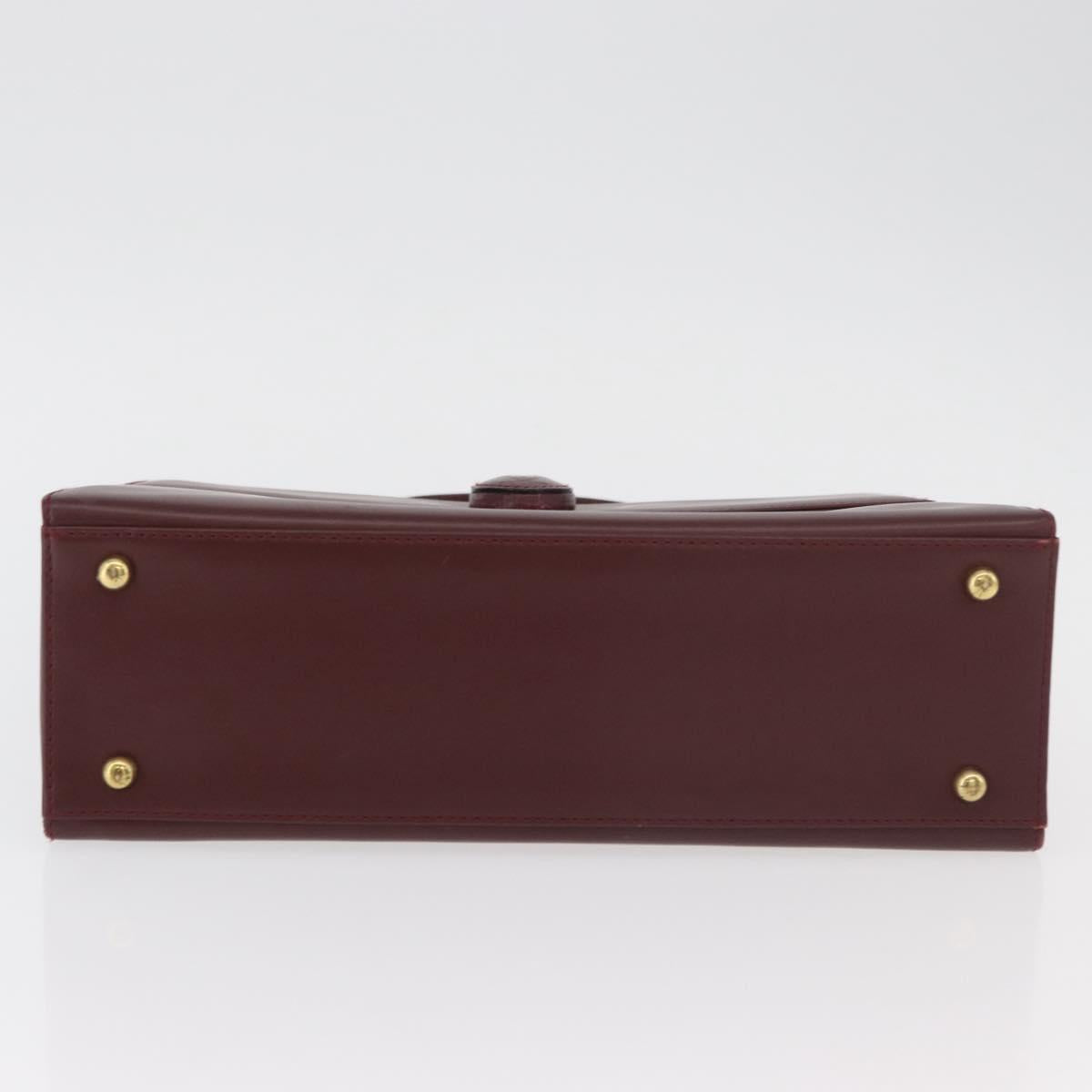 CARTIER Must Line Hand Bag Leather Bordeaux Gold Auth BA12715