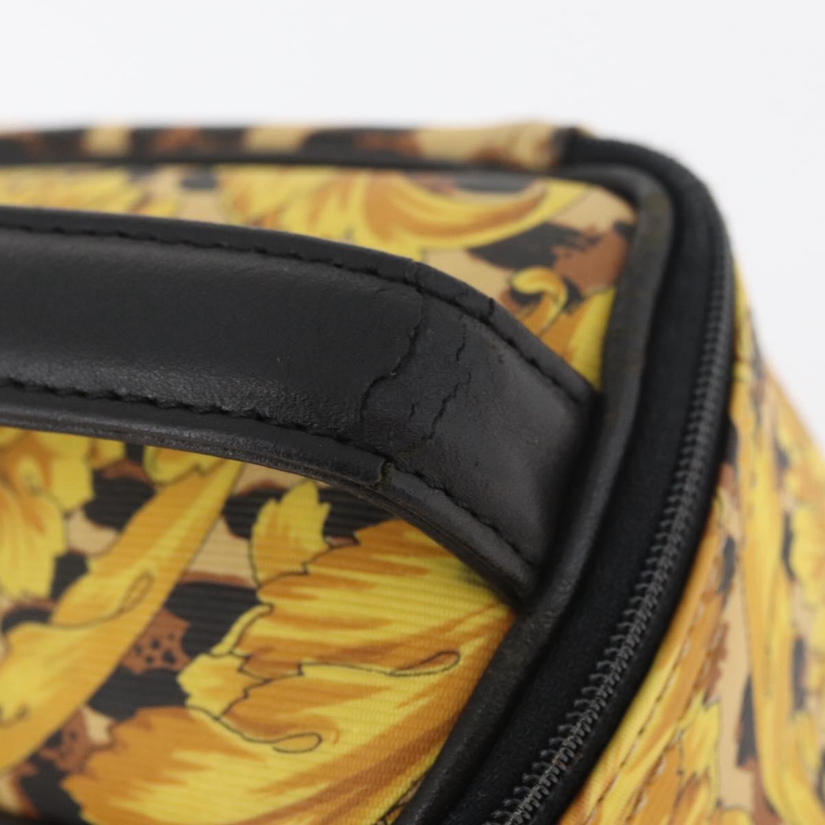 Gianni Versace Vanity Hand Bag PVC Yellow Gold Auth BA12716