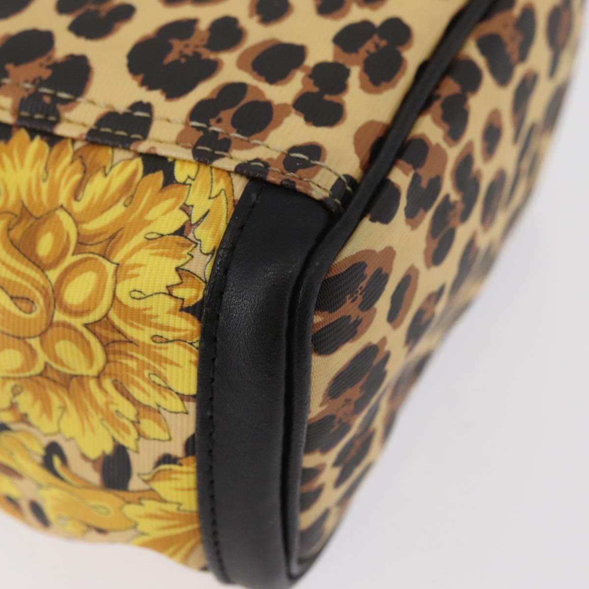 Gianni Versace Vanity Hand Bag PVC Yellow Gold Auth BA12716