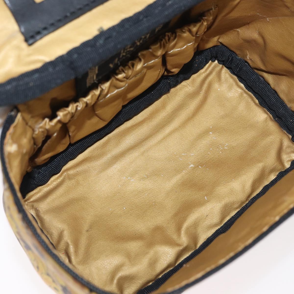 Gianni Versace Vanity Hand Bag PVC Yellow Gold Auth BA12716