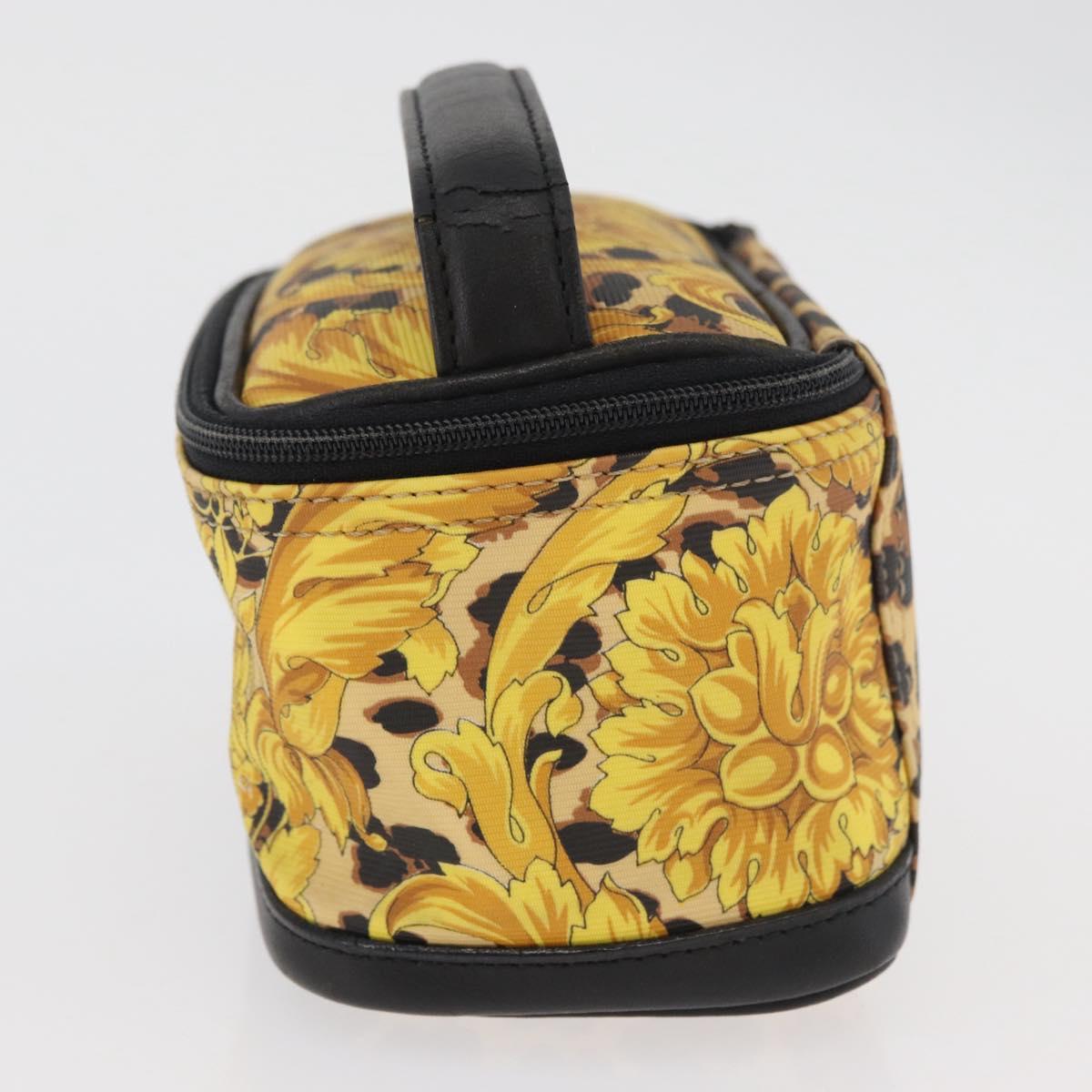 Gianni Versace Vanity Hand Bag PVC Yellow Gold Auth BA12716