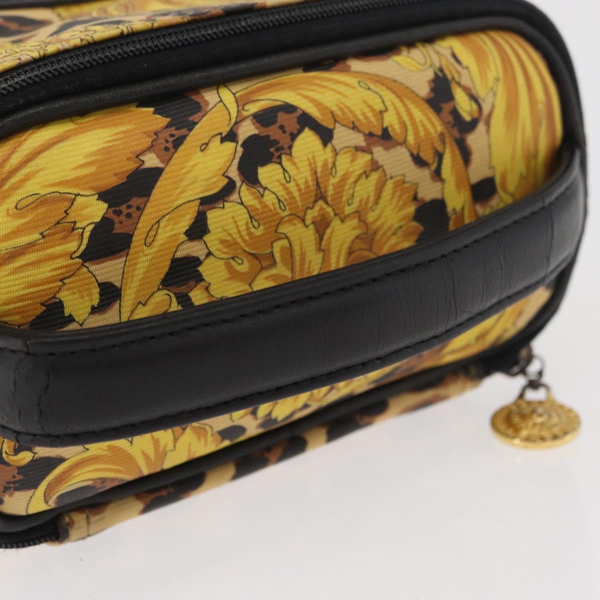 Gianni Versace Vanity Hand Bag PVC Yellow Gold Auth BA12716
