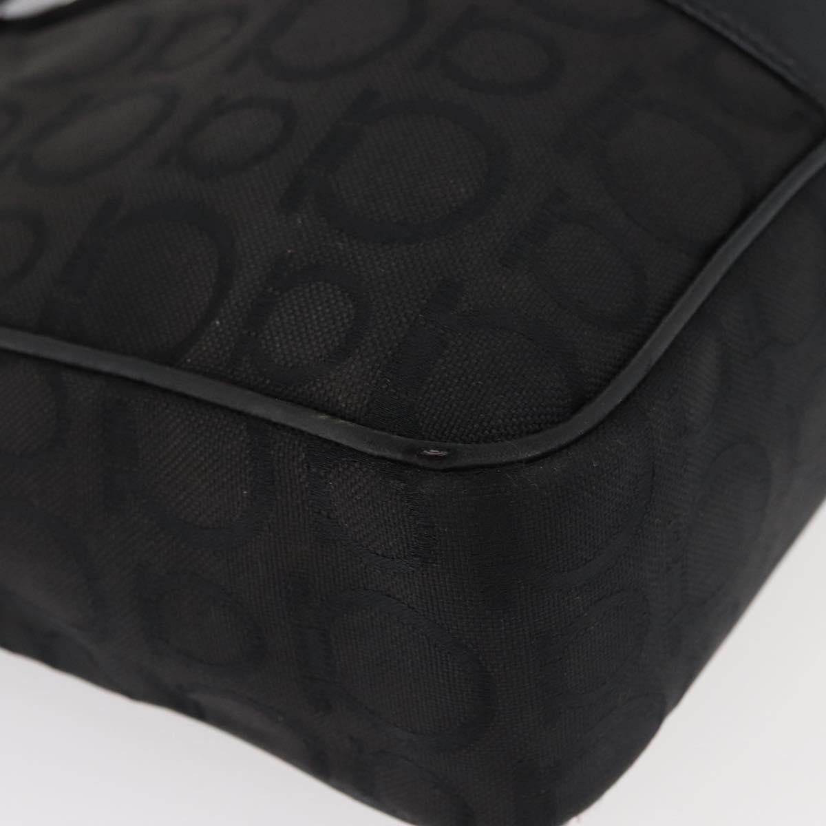 Salvatore Ferragamo Gancini Tote Bag Canvas Black Silver Auth BA12719