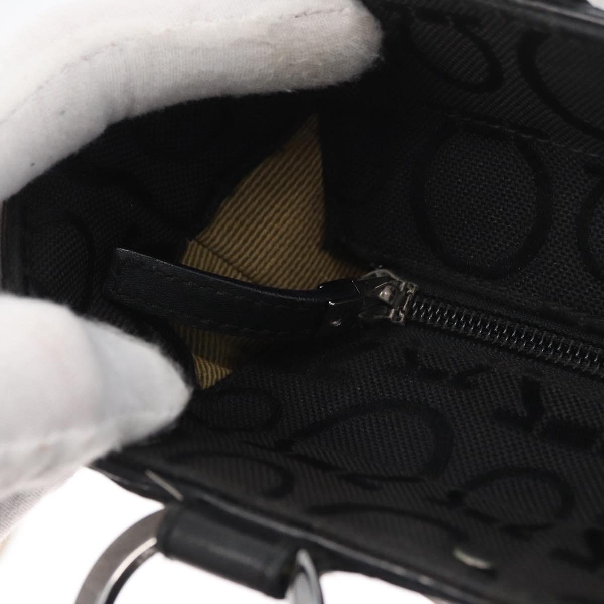 Salvatore Ferragamo Gancini Tote Bag Canvas Black Silver Auth BA12719