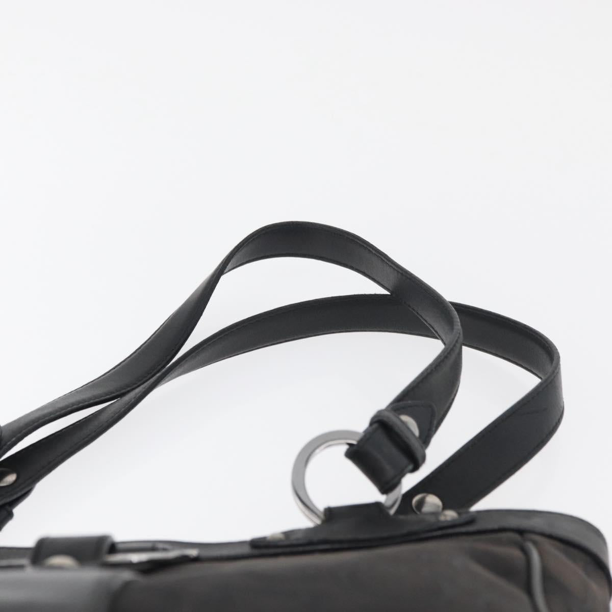 Salvatore Ferragamo Gancini Tote Bag Canvas Black Silver Auth BA12719