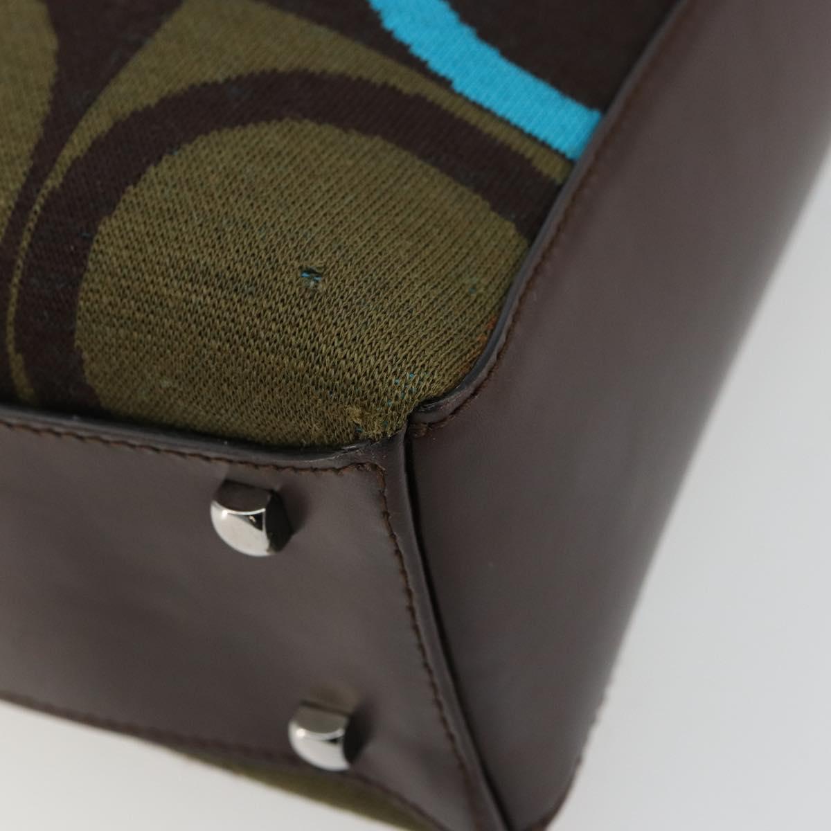 Salvatore Ferragamo Gancini Bag Knitted Fabrics Brown Silver Auth BA12720