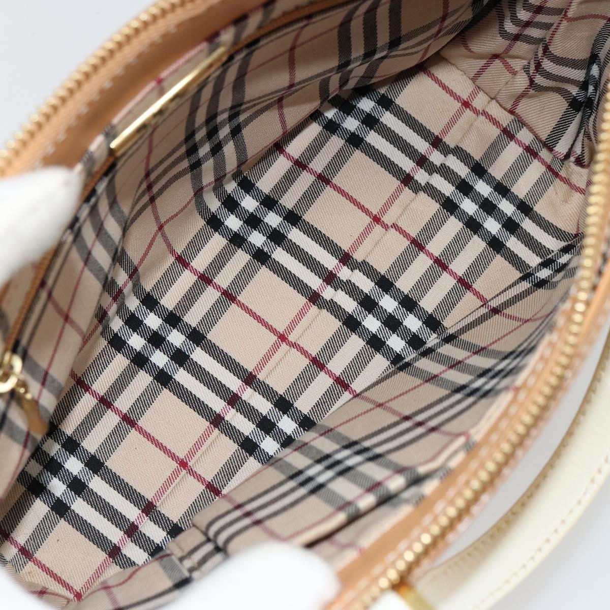 BURBERRY Hand Bag Leather Beige Gold Auth BA12722A