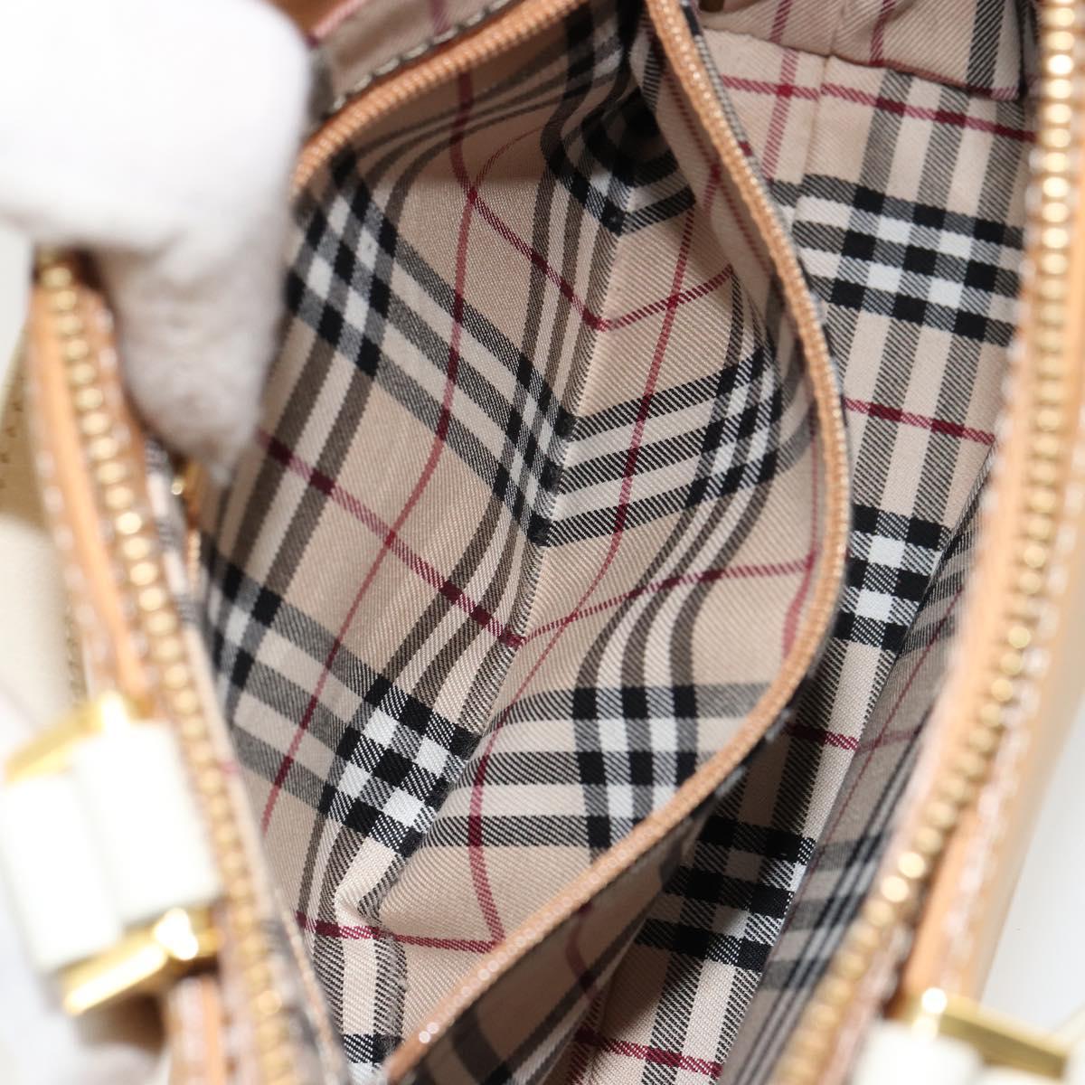 BURBERRY Hand Bag Leather Beige Gold Auth BA12722A