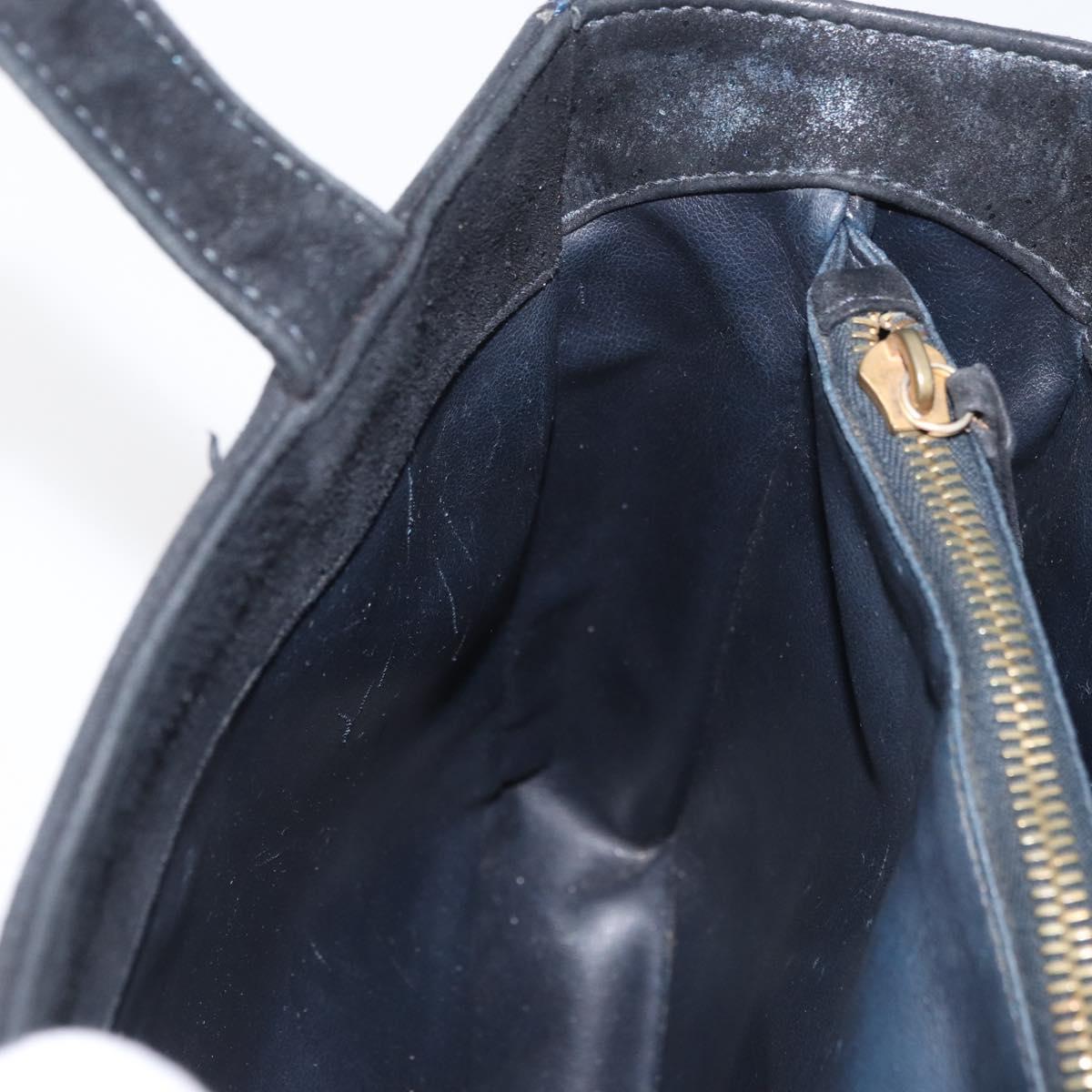 Gianni Versace Hand Bag Suede Black Gold Auth BA12723A