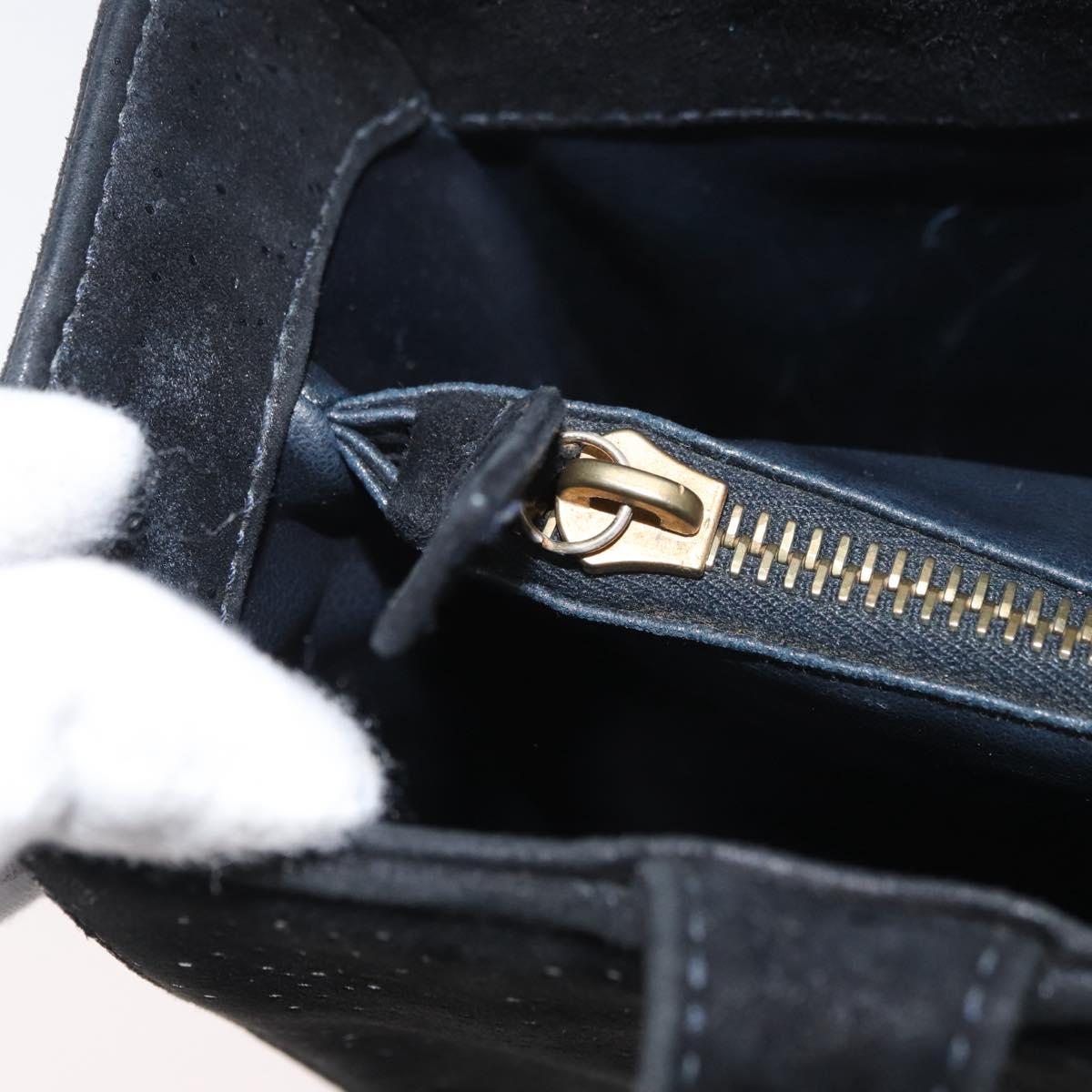 Gianni Versace Hand Bag Suede Black Gold Auth BA12723A