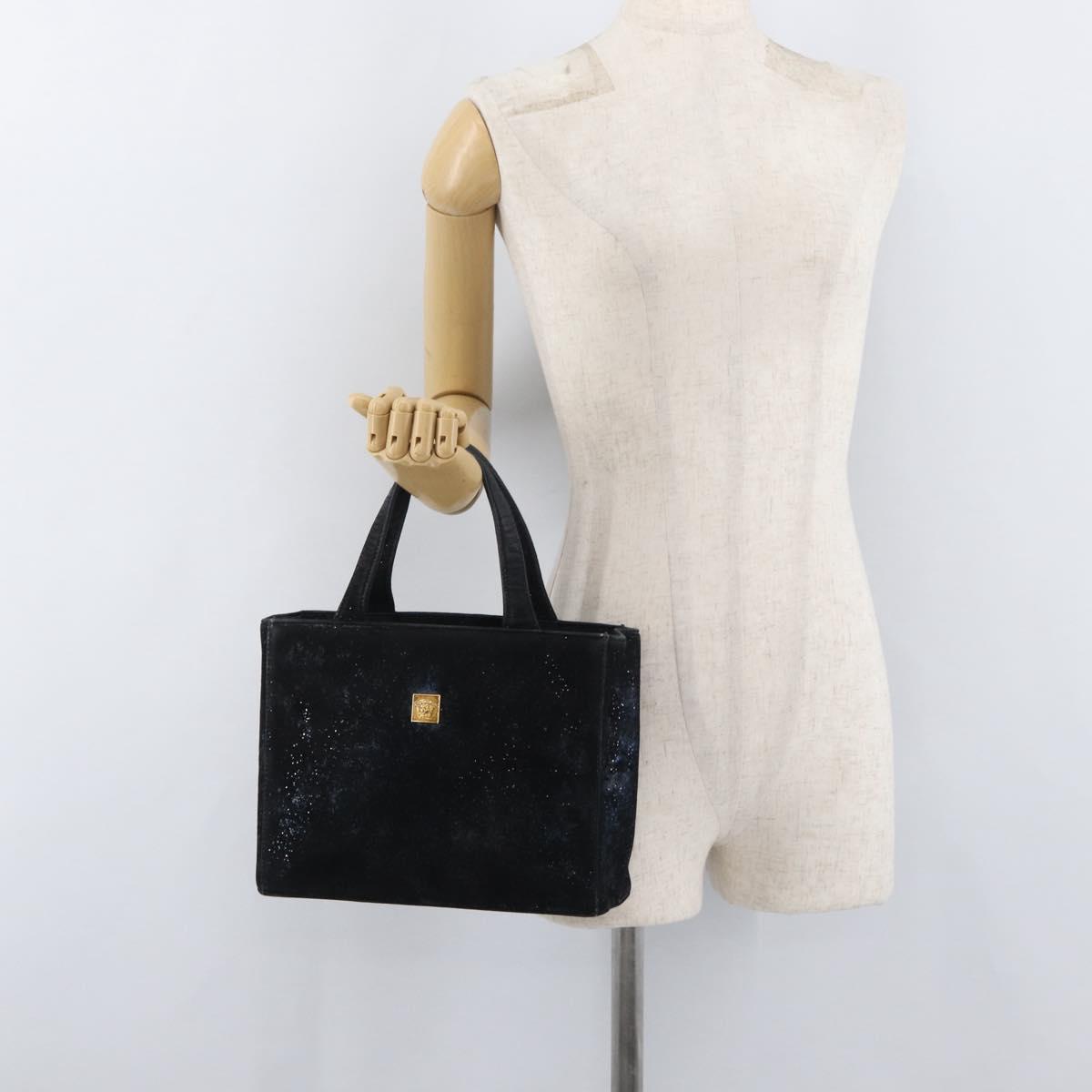Gianni Versace Hand Bag Suede Black Gold Auth BA12723A