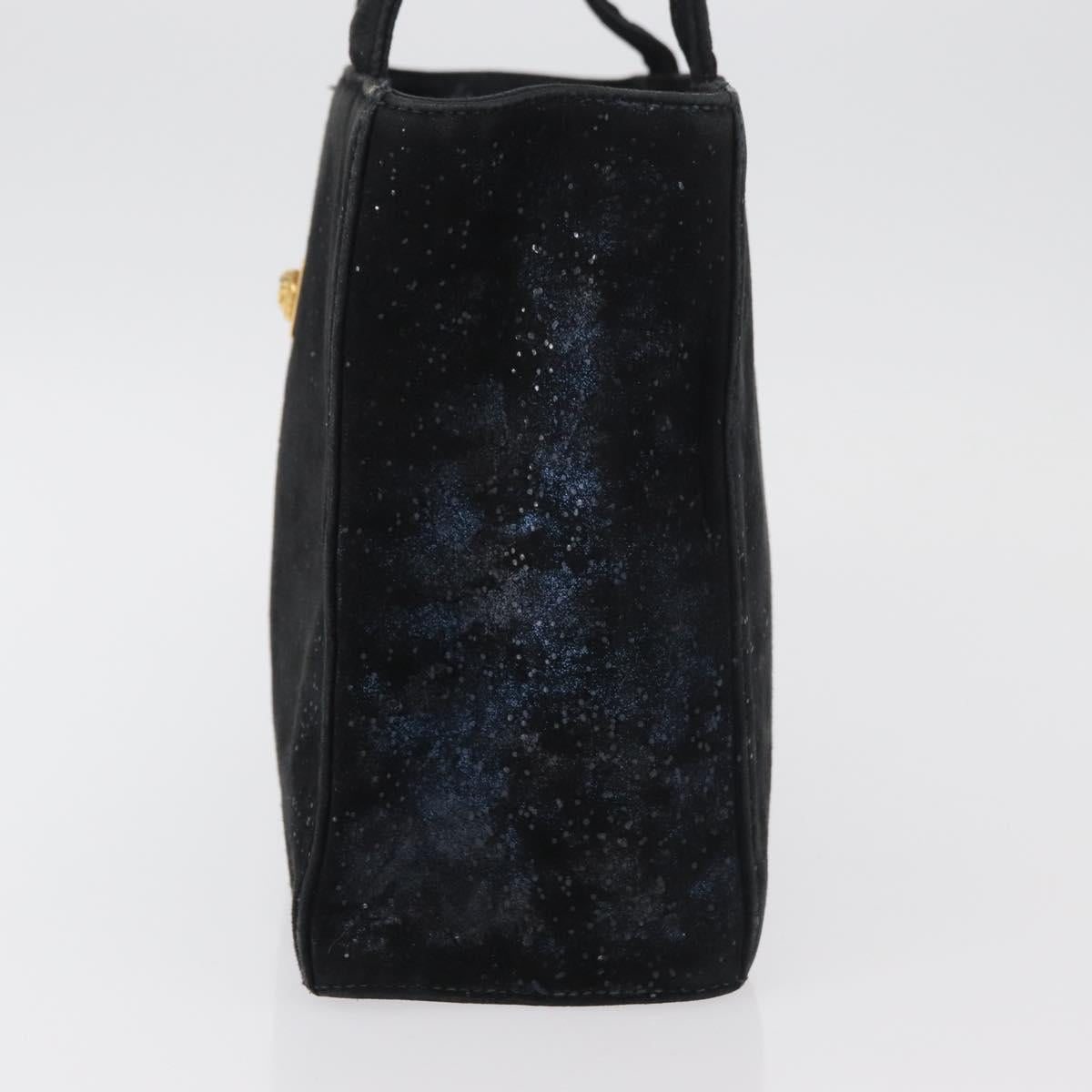 Gianni Versace Hand Bag Suede Black Gold Auth BA12723A