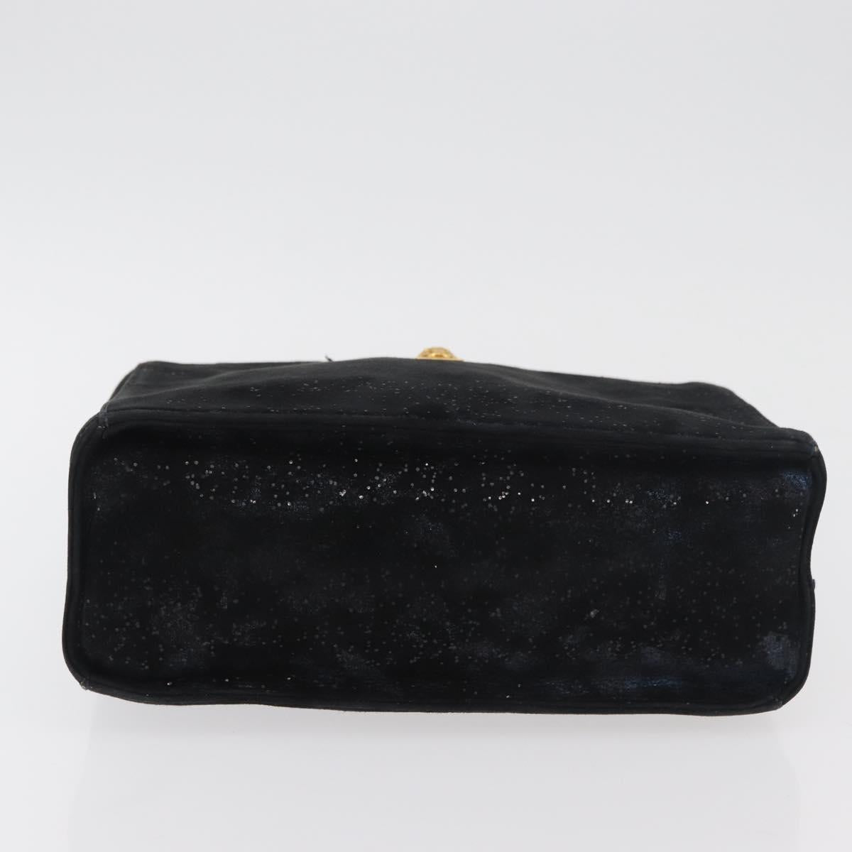 Gianni Versace Hand Bag Suede Black Gold Auth BA12723A