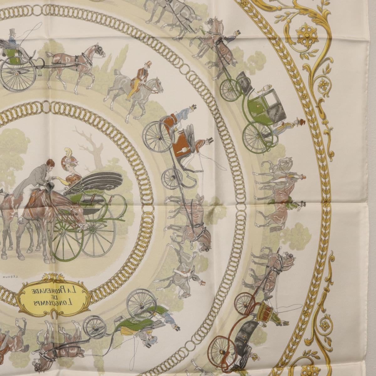 HERMES Carre 90 Scarf Silk White Auth BA12724V