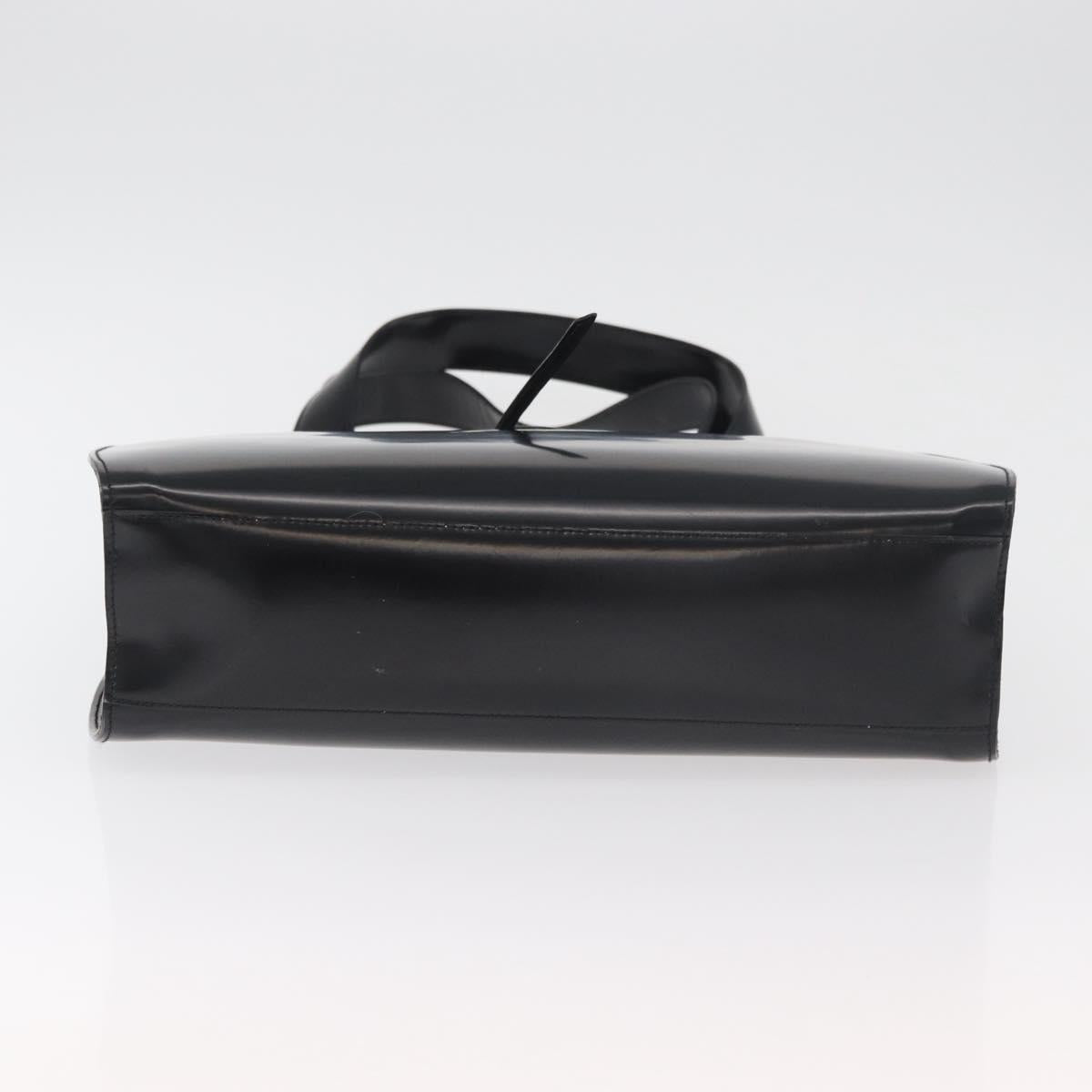 Salvatore Ferragamo Gancini Tote Bag Patent Leather Black Silver Auth BA12729