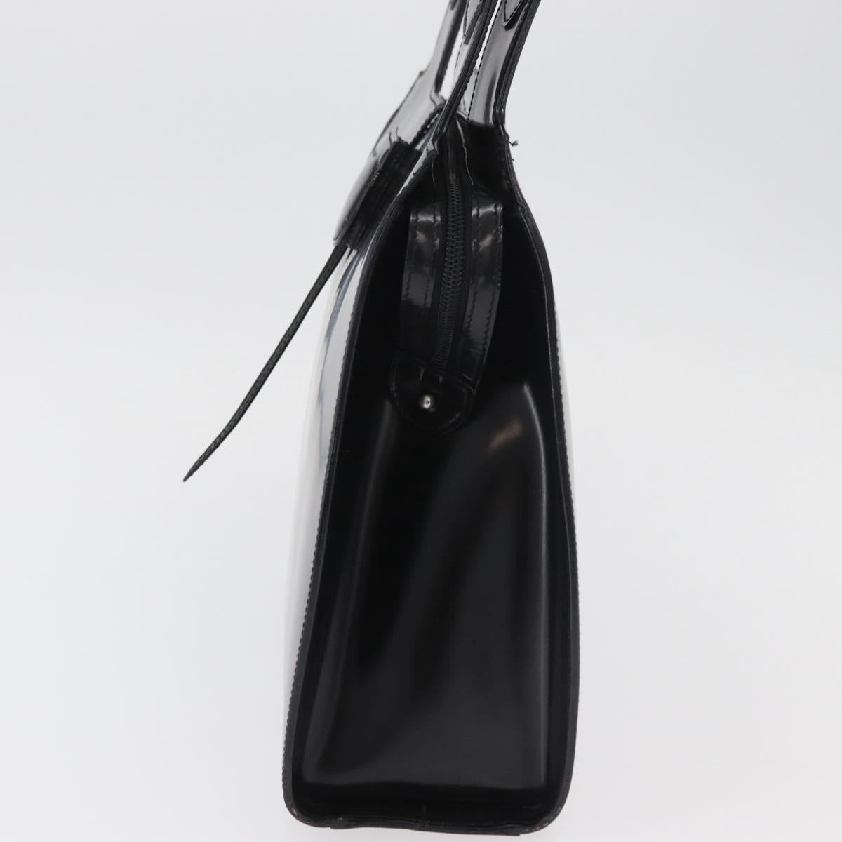 Salvatore Ferragamo Gancini Tote Bag Patent Leather Black Silver Auth BA12729