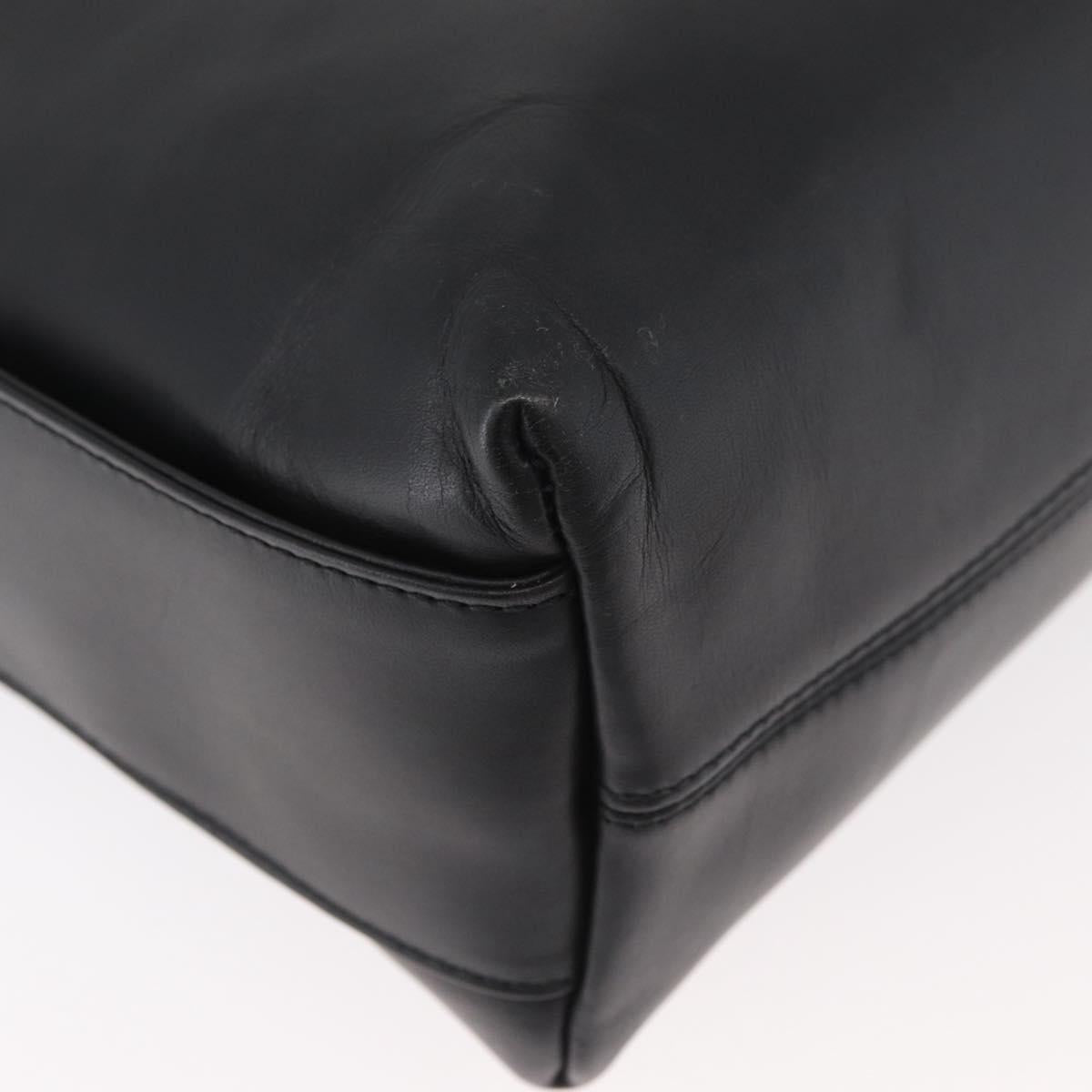VALENTINO Hand Bag Leather Black Gold Auth BA12733A