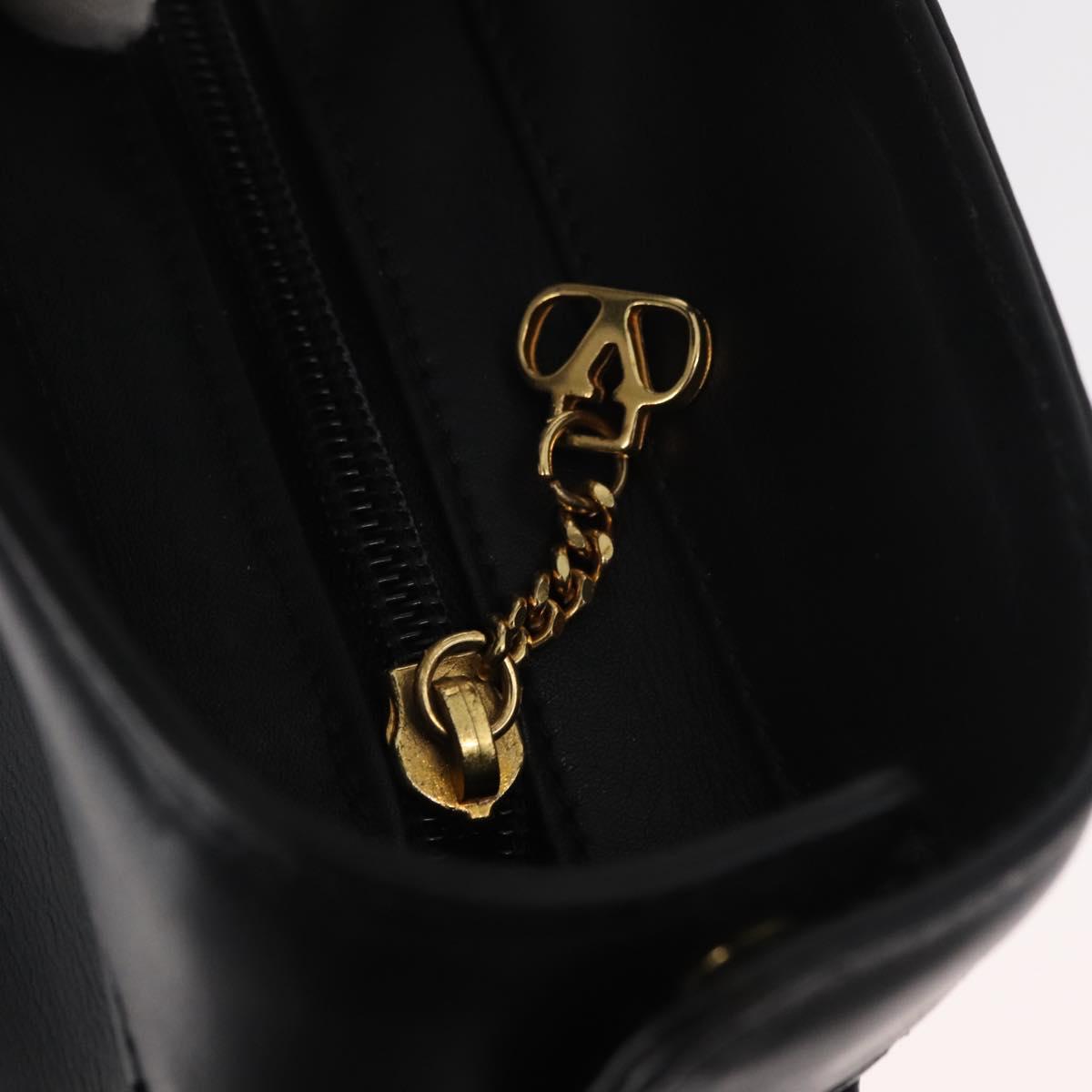 VALENTINO Hand Bag Leather Black Gold Auth BA12733A