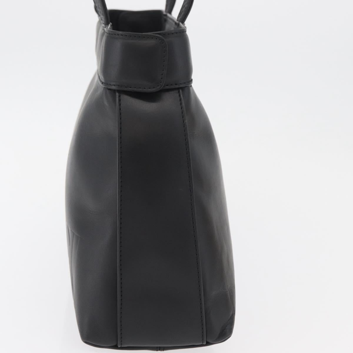 VALENTINO Hand Bag Leather Black Gold Auth BA12733A