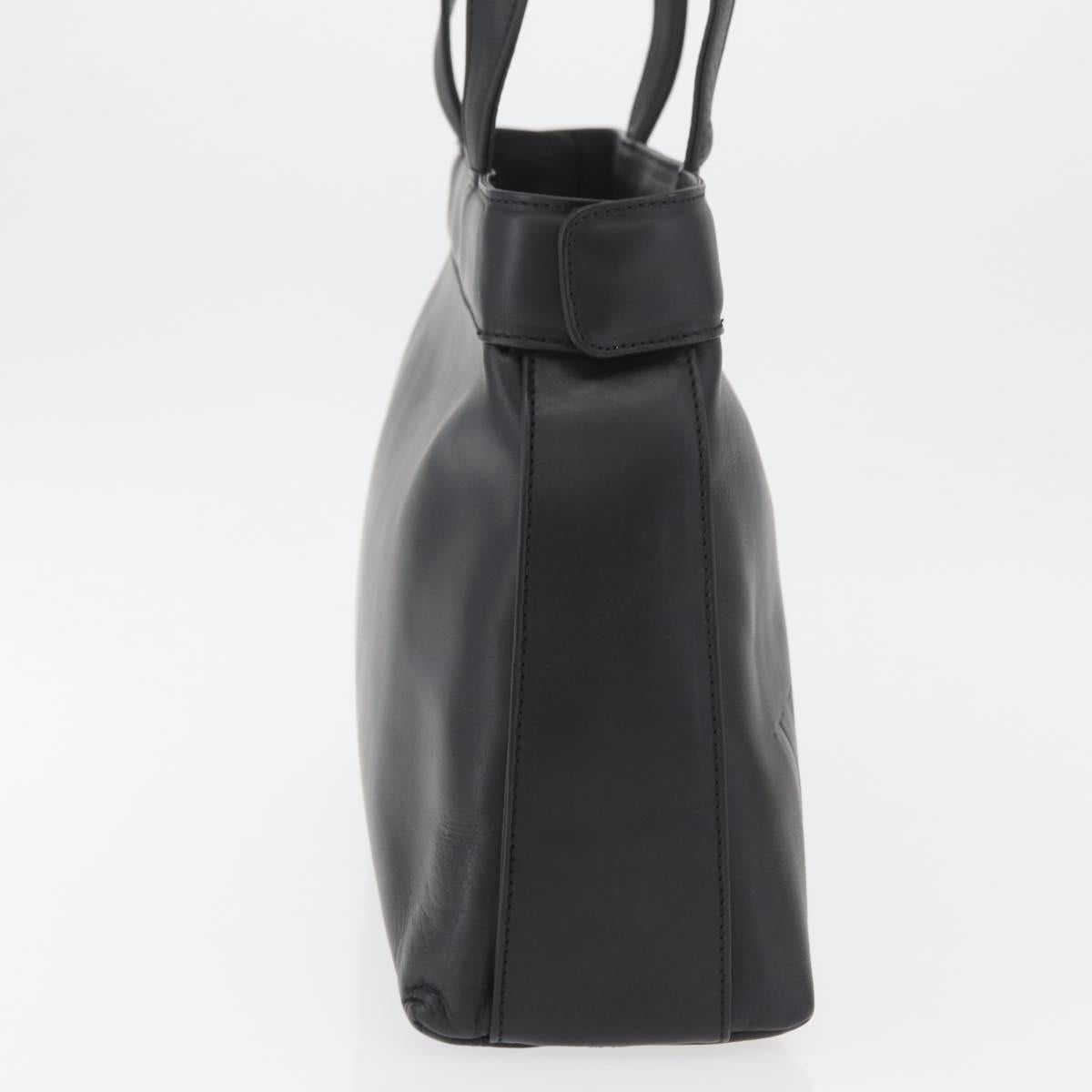 VALENTINO Hand Bag Leather Black Gold Auth BA12733A