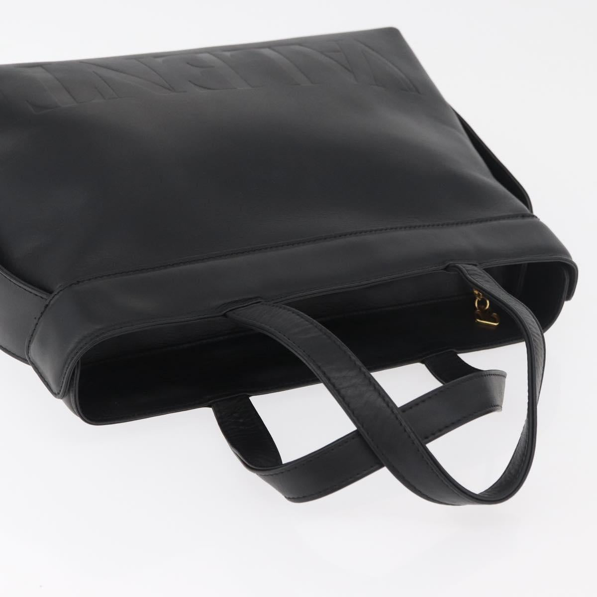 VALENTINO Hand Bag Leather Black Gold Auth BA12733A