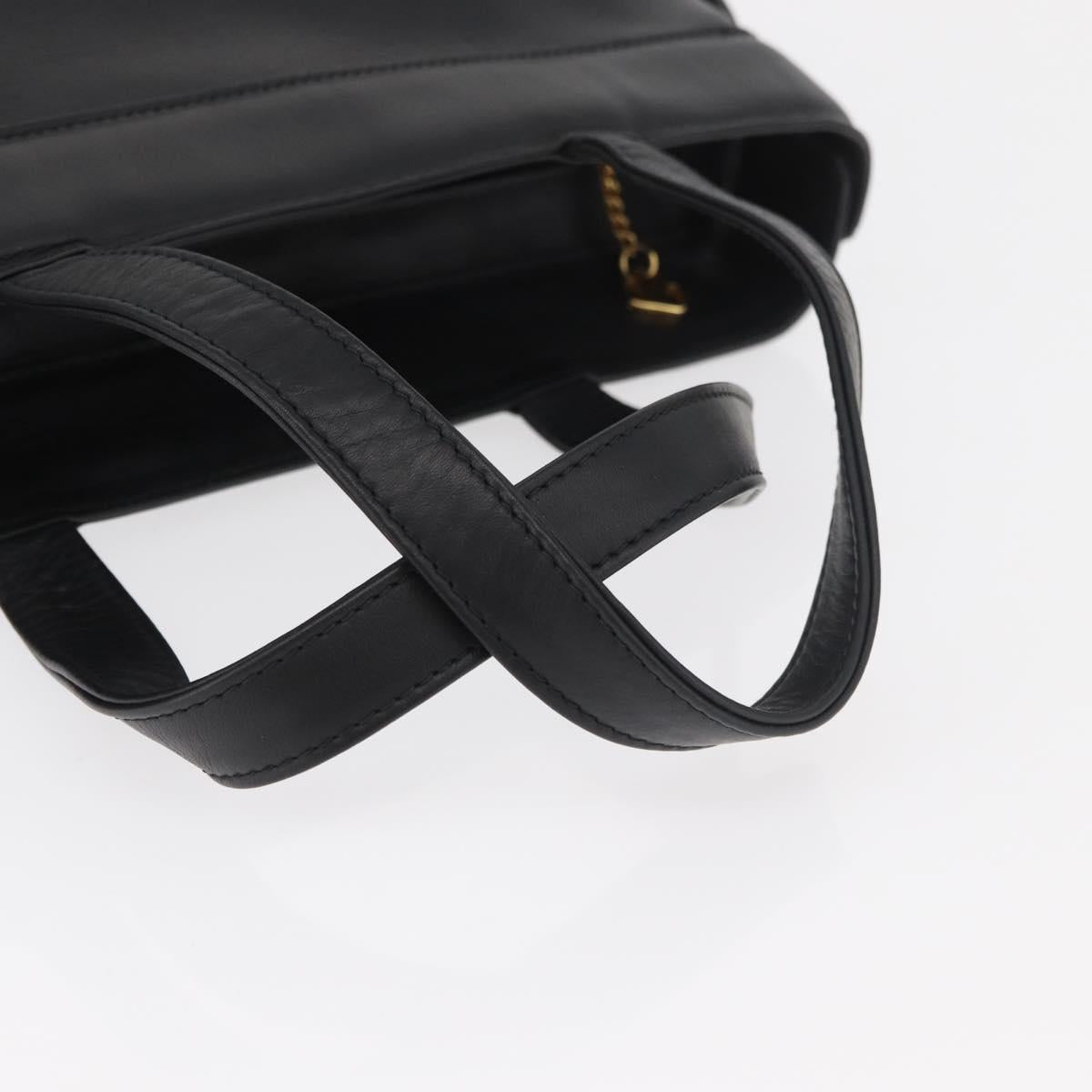 VALENTINO Hand Bag Leather Black Gold Auth BA12733A