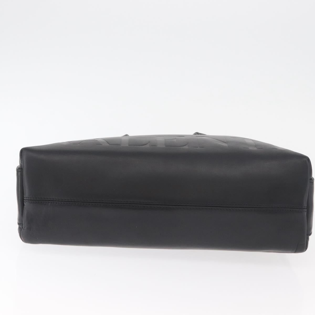 VALENTINO Hand Bag Leather Black Gold Auth BA12733A