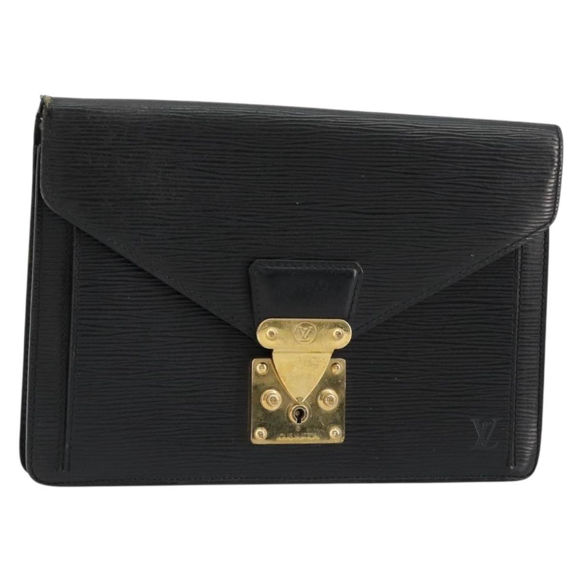 LOUIS VUITTON Epi Serie Dragonne Clutch Bag Black Noir M52612 LV Auth BA12736