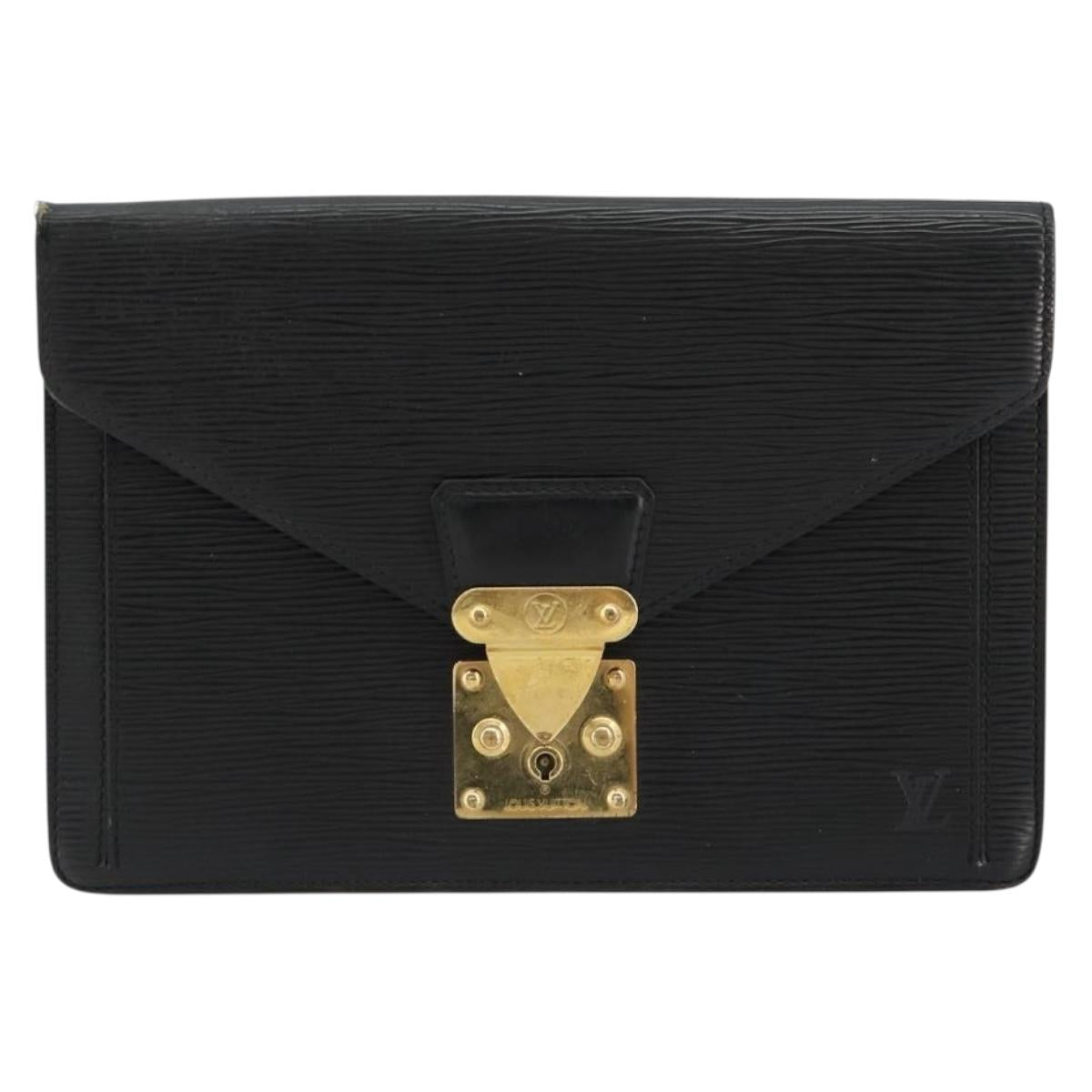 LOUIS VUITTON Epi Serie Dragonne Clutch Bag Black Noir M52612 LV Auth BA12736