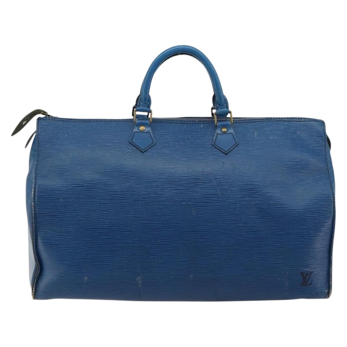 LOUIS VUITTON Epi Speedy 40 Hand Bag Toledo Blue M42985 LV Auth BA12739