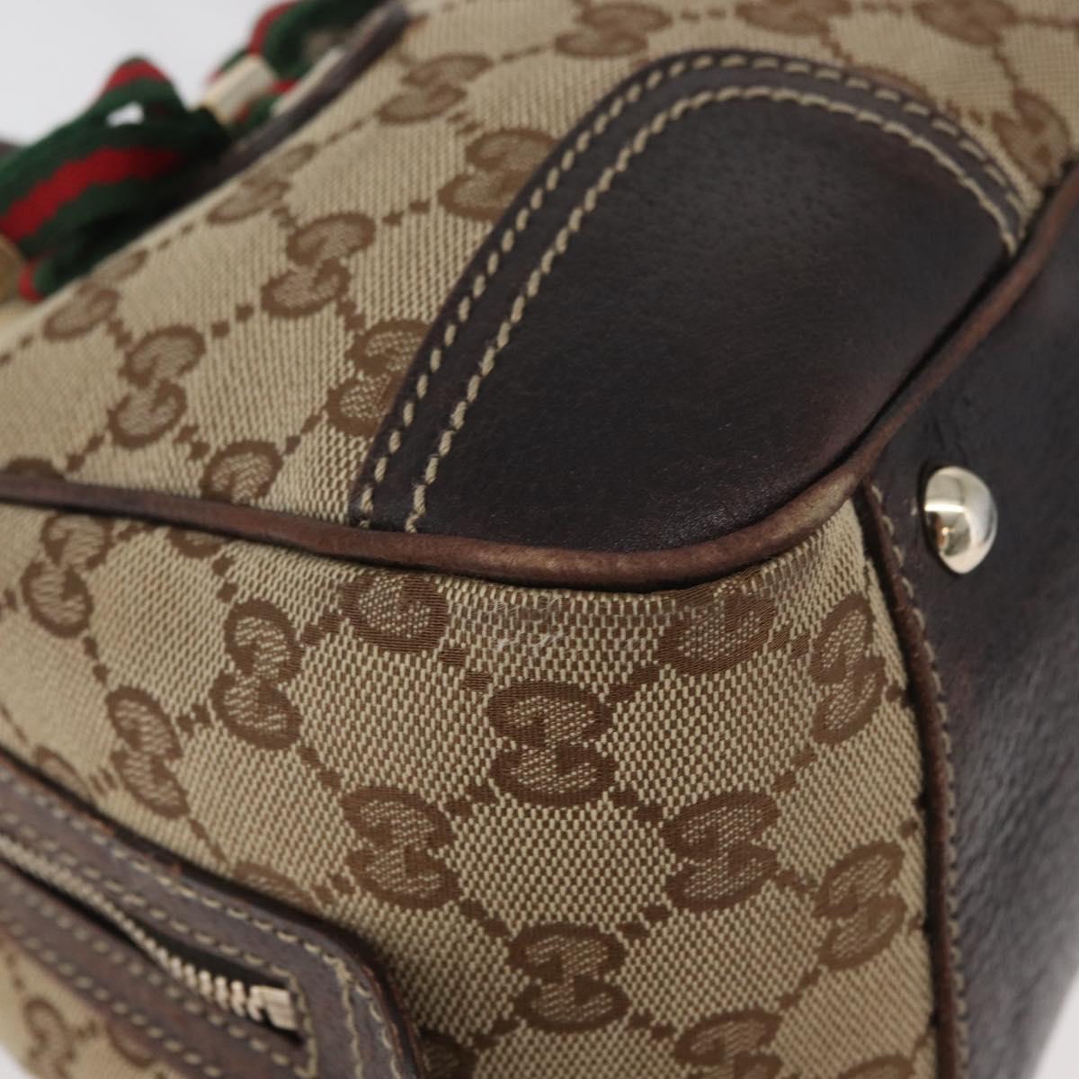 GUCCI GG Canvas Princi Boston Bag Beige Gold 161720 Auth BA12746