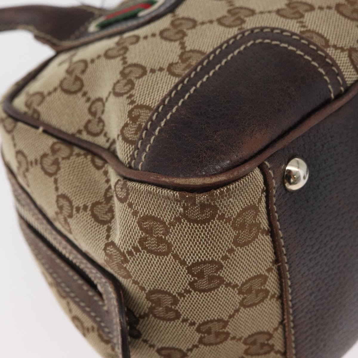 GUCCI GG Canvas Princi Boston Bag Beige Gold 161720 Auth BA12746