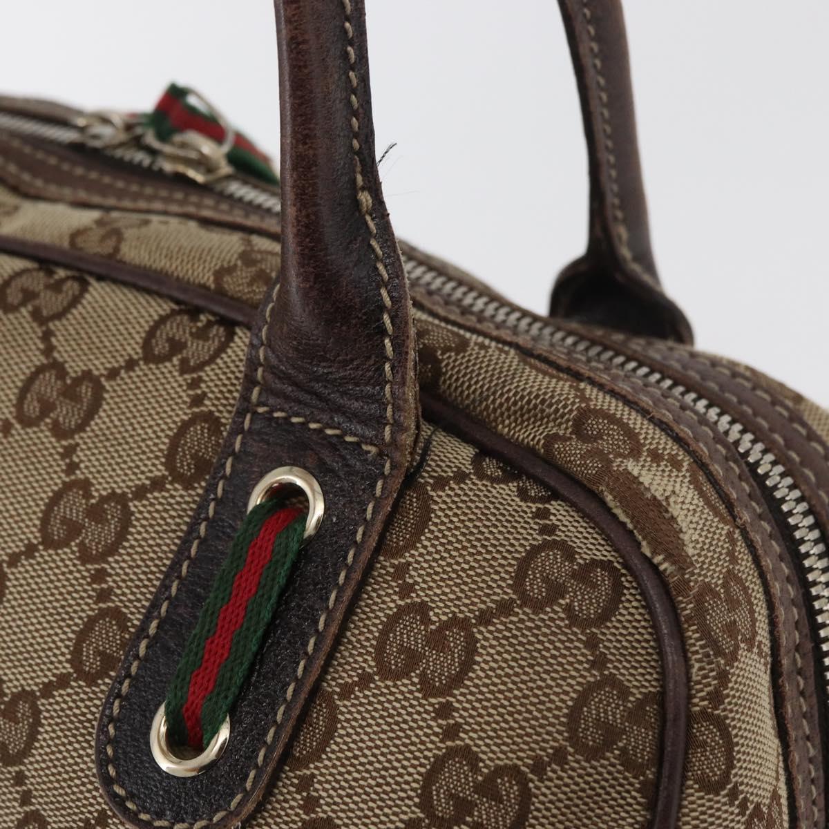 GUCCI GG Canvas Princi Boston Bag Beige Gold 161720 Auth BA12746